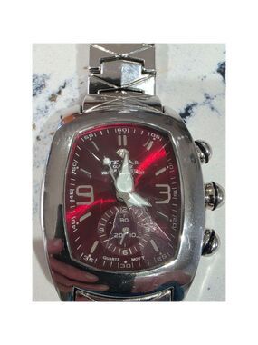 Men's ICE STAR Silver & Red Quartz Water Resistant Watch One Size